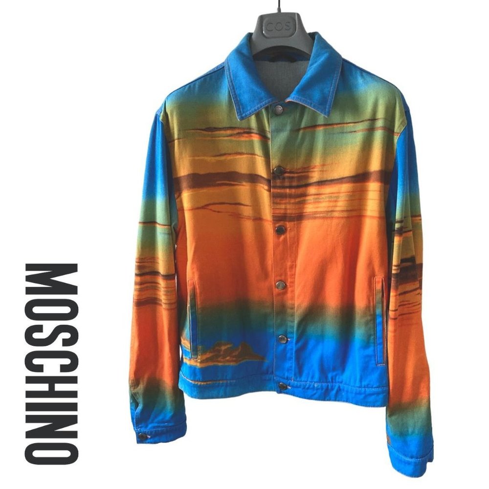 unisex moschino 90s psychedelic sunset ombré print button up jacket size M